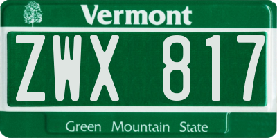VT license plate ZWX817