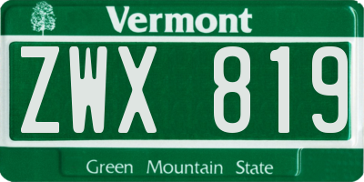 VT license plate ZWX819