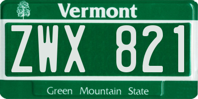 VT license plate ZWX821