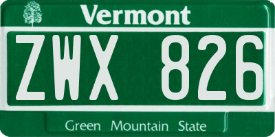 VT license plate ZWX826