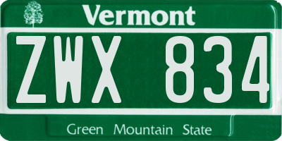 VT license plate ZWX834
