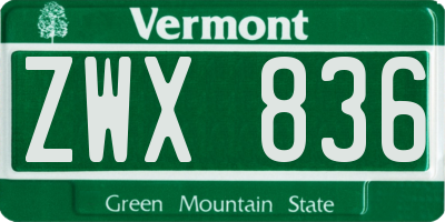 VT license plate ZWX836