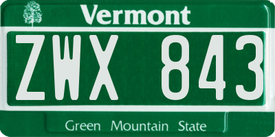 VT license plate ZWX843