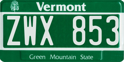 VT license plate ZWX853