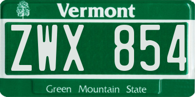 VT license plate ZWX854