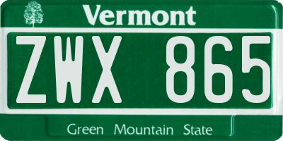 VT license plate ZWX865
