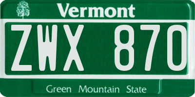 VT license plate ZWX870