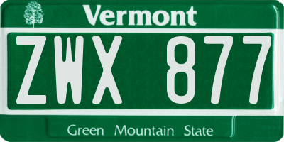 VT license plate ZWX877