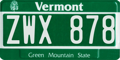 VT license plate ZWX878