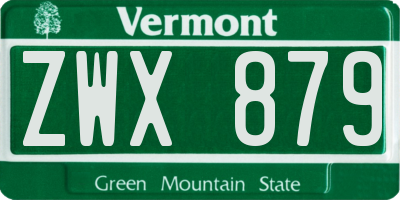 VT license plate ZWX879