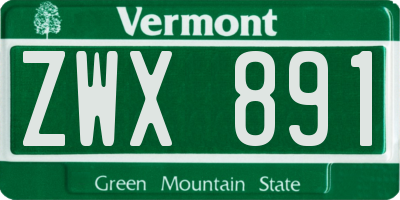 VT license plate ZWX891