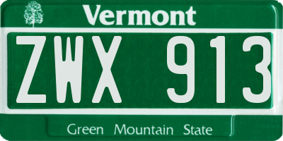 VT license plate ZWX913