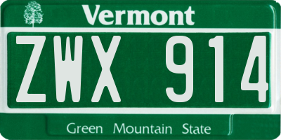 VT license plate ZWX914