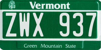 VT license plate ZWX937