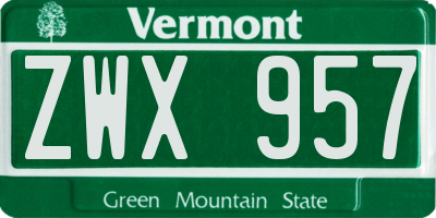 VT license plate ZWX957