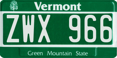 VT license plate ZWX966
