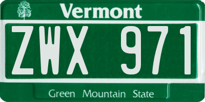 VT license plate ZWX971