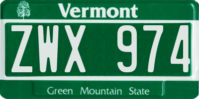 VT license plate ZWX974