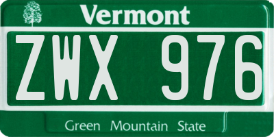 VT license plate ZWX976