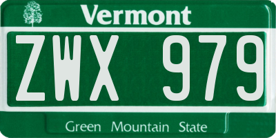 VT license plate ZWX979