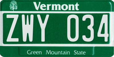 VT license plate ZWY034