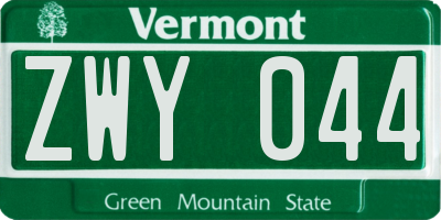 VT license plate ZWY044