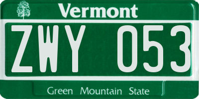 VT license plate ZWY053