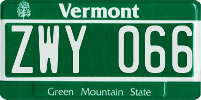 VT license plate ZWY066
