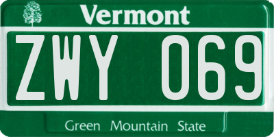 VT license plate ZWY069