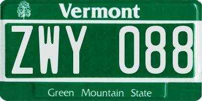 VT license plate ZWY088