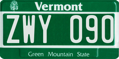 VT license plate ZWY090