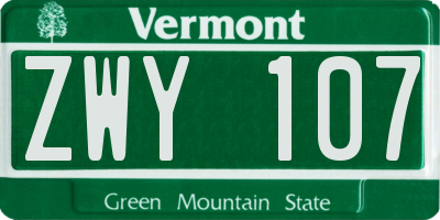 VT license plate ZWY107