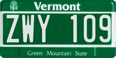 VT license plate ZWY109