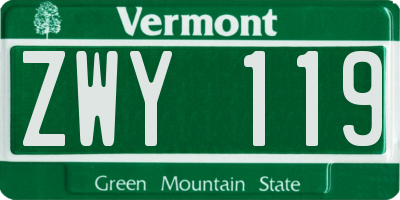 VT license plate ZWY119