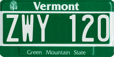 VT license plate ZWY120