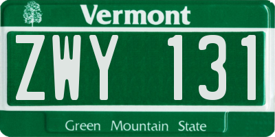 VT license plate ZWY131