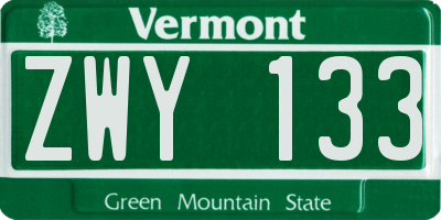VT license plate ZWY133