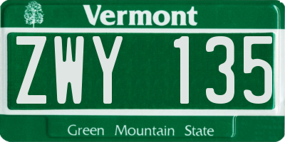 VT license plate ZWY135