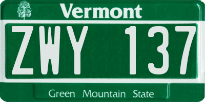 VT license plate ZWY137