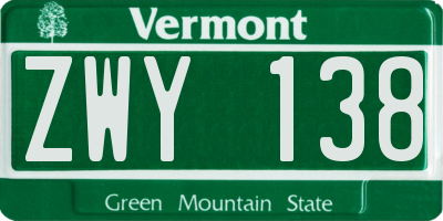 VT license plate ZWY138