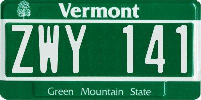 VT license plate ZWY141