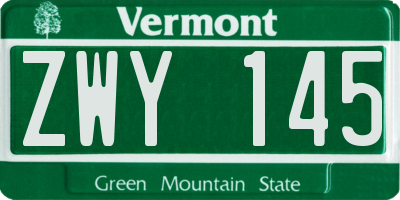 VT license plate ZWY145
