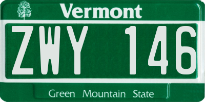 VT license plate ZWY146
