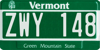 VT license plate ZWY148