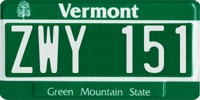 VT license plate ZWY151