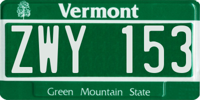 VT license plate ZWY153