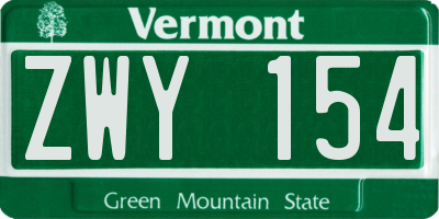 VT license plate ZWY154