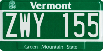 VT license plate ZWY155