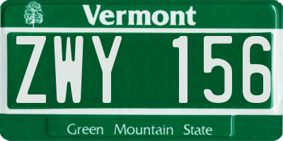 VT license plate ZWY156