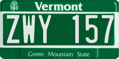 VT license plate ZWY157